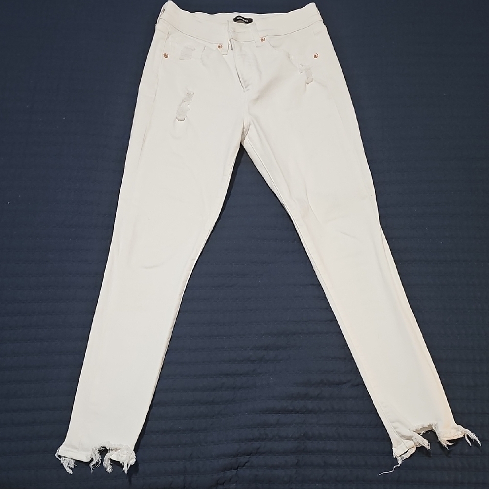 Express White Distressed Skinny Jeans
